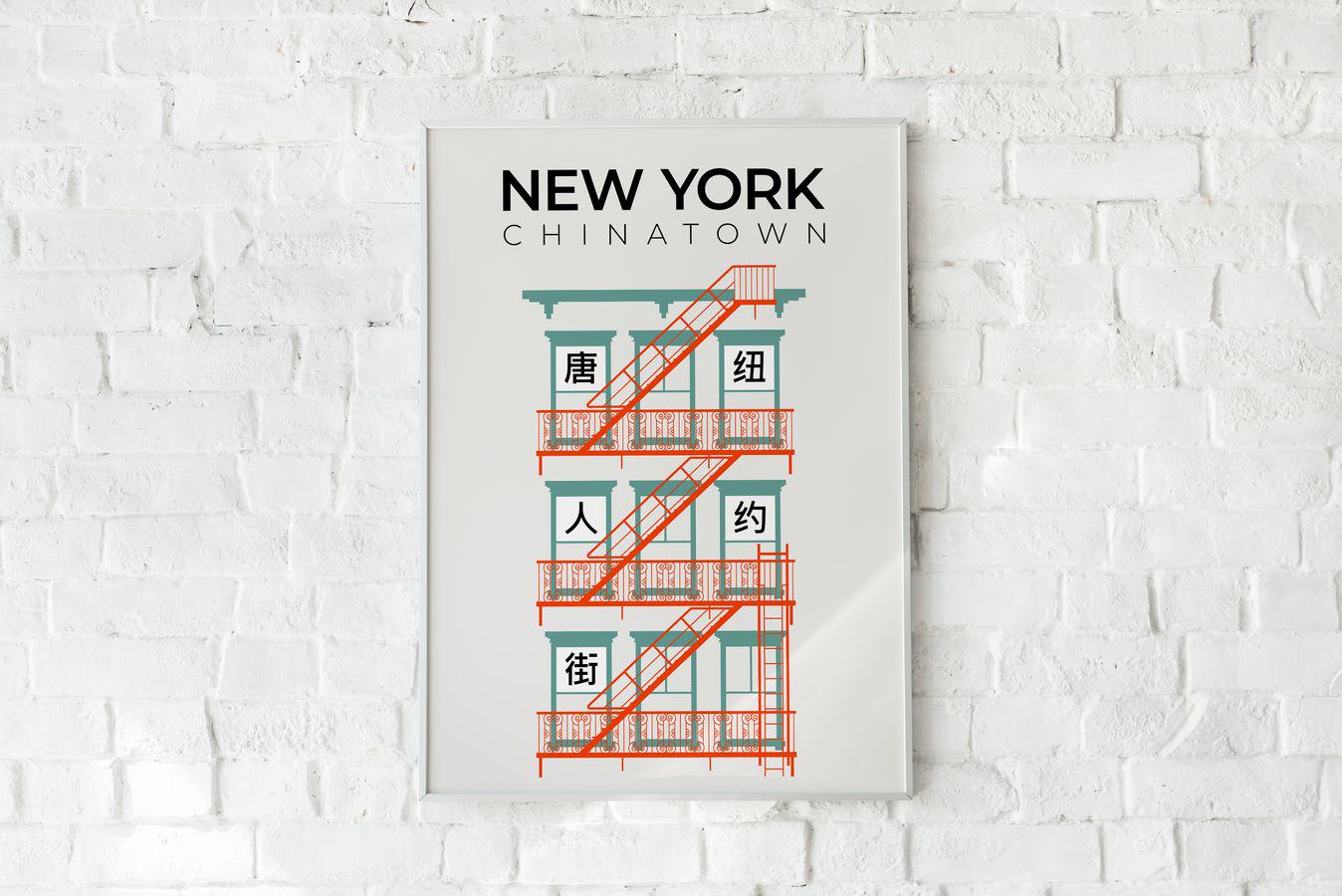 New York Chinatown Fire Escape Poster