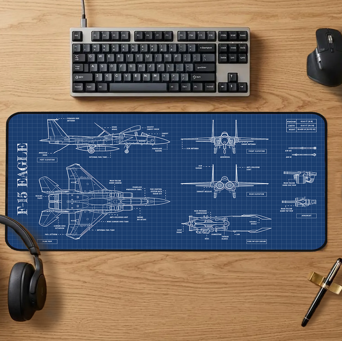 F-15 Blueprint Desk Mat