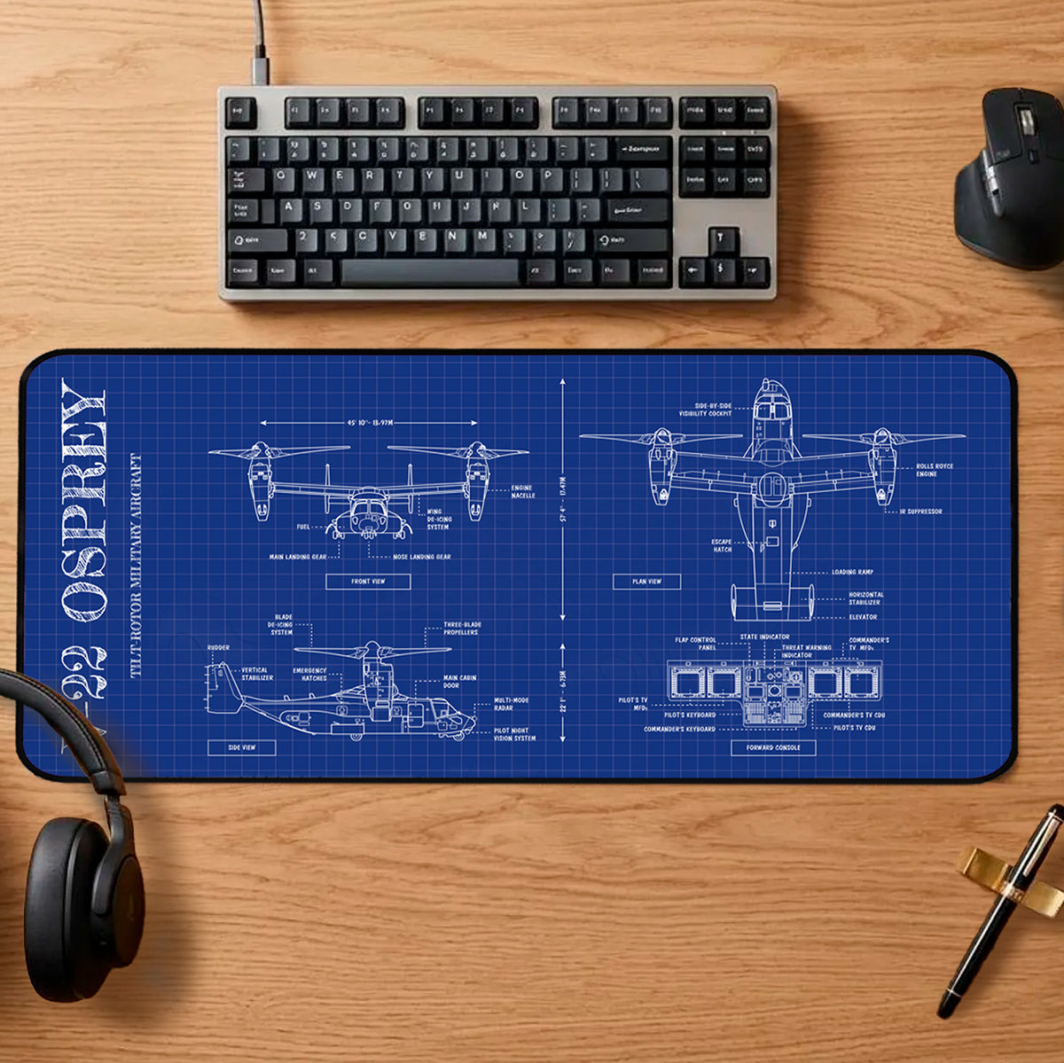 V-22 Osprey: Tilt-Rotor Military Aircraft Desk Mat