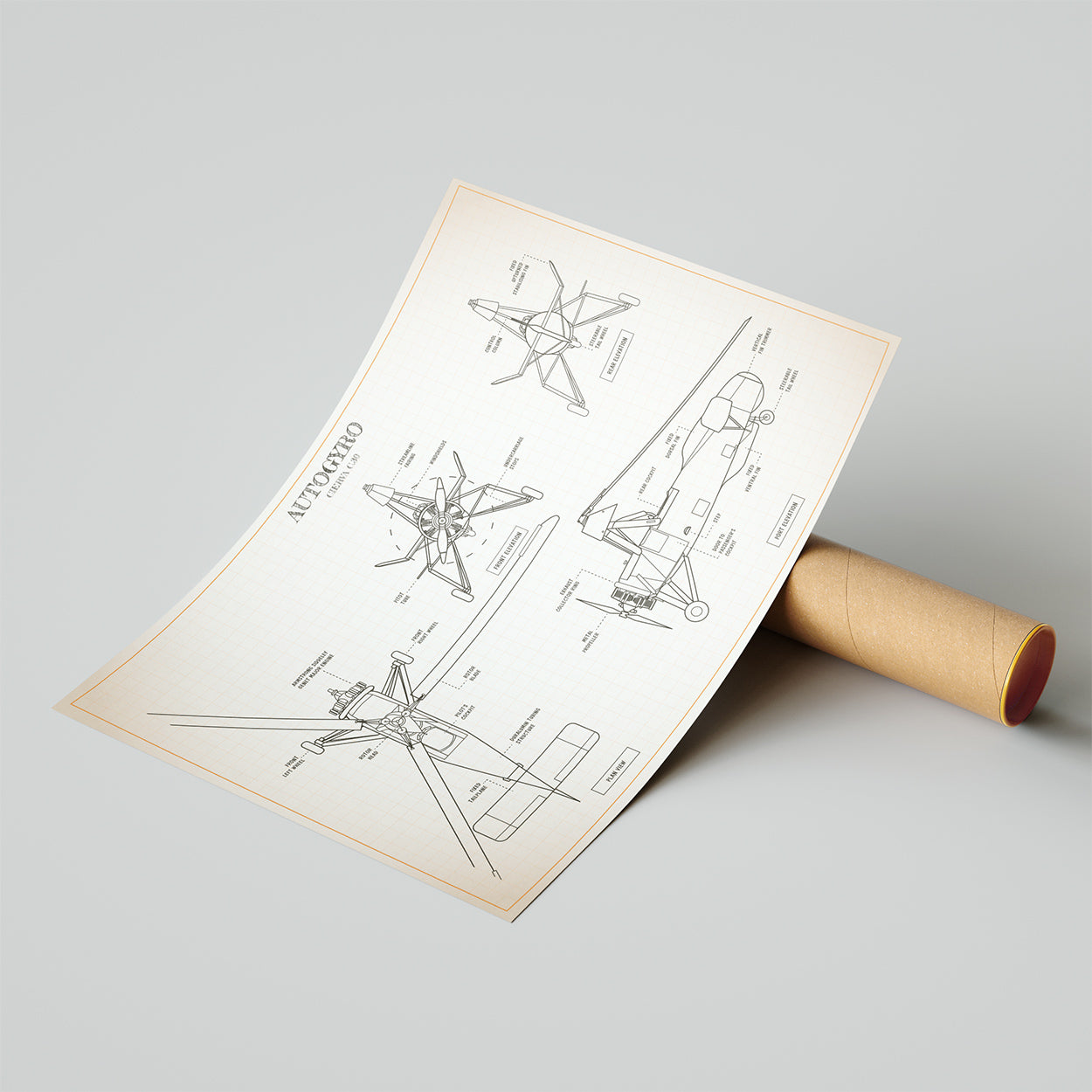 Autogyro Blueprint Poster