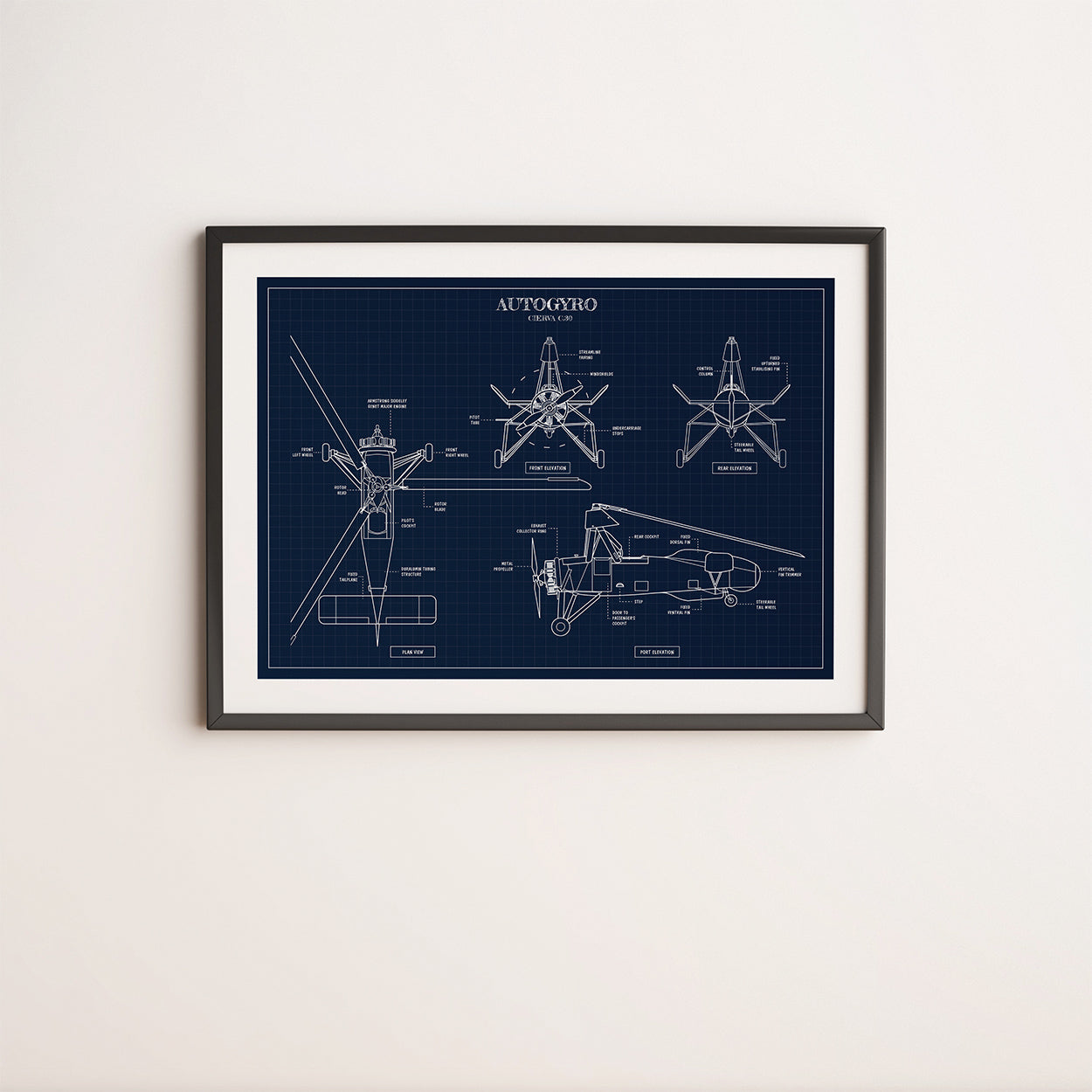 Autogyro Blueprint Poster