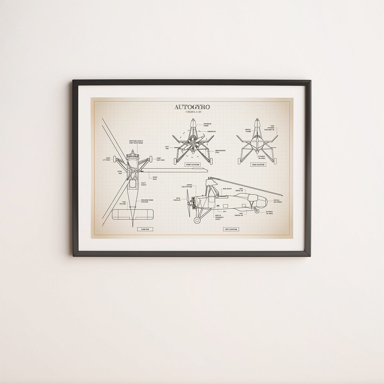Autogyro Blueprint Poster