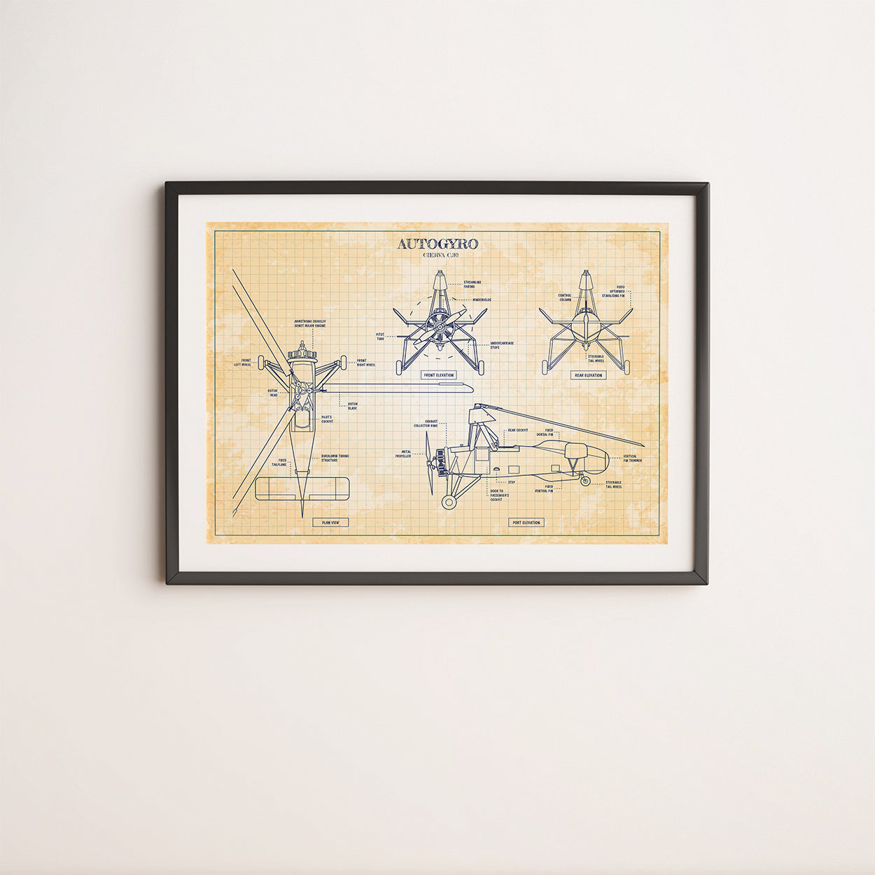 Autogyro Blueprint Poster