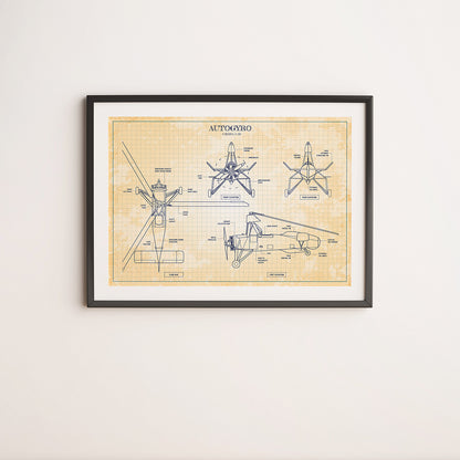 Autogyro Blueprint Poster