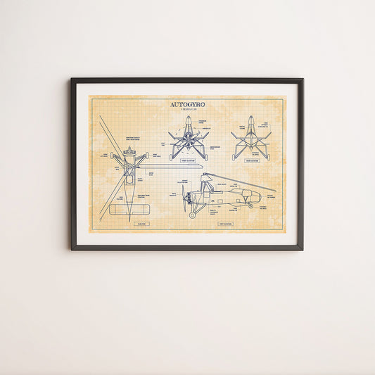 Autogyro Blueprint Poster