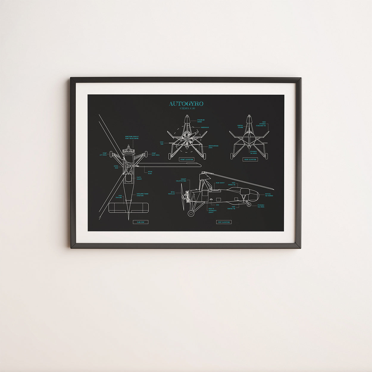 Autogyro Blueprint Poster