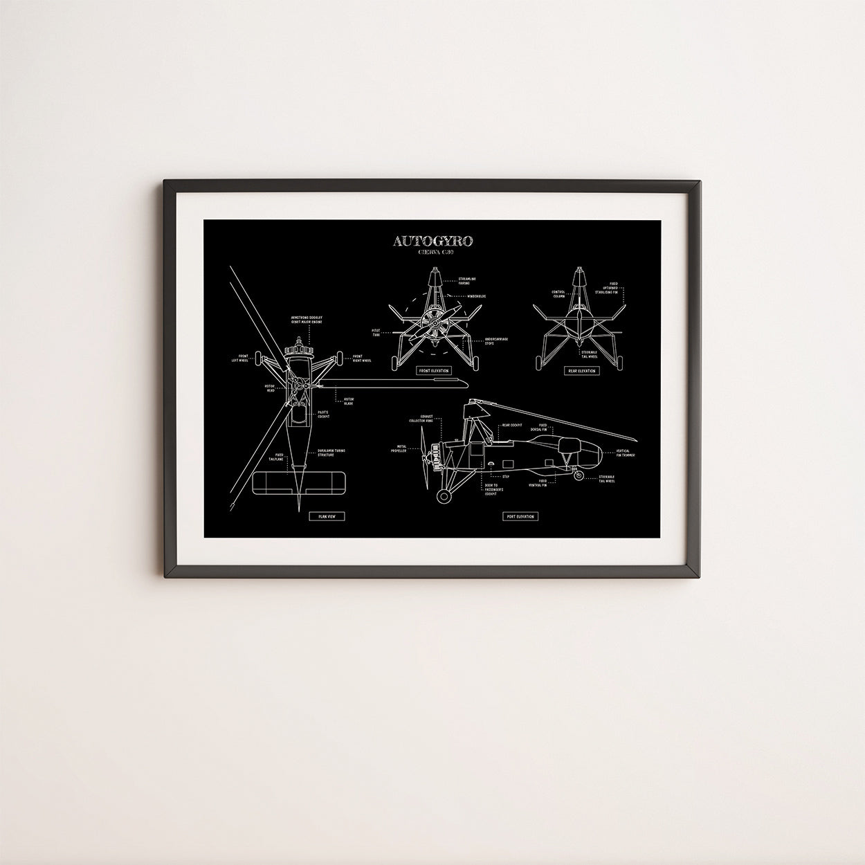 Autogyro Blueprint Poster