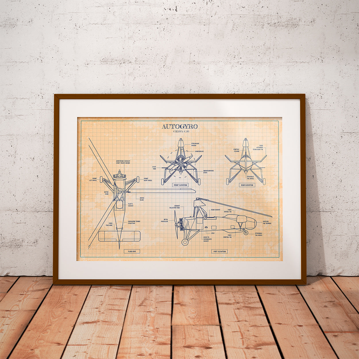 Autogyro Blueprint Poster