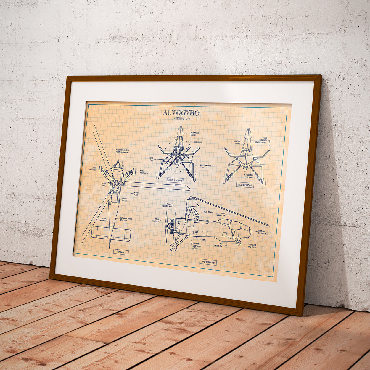Autogyro Blueprint Poster