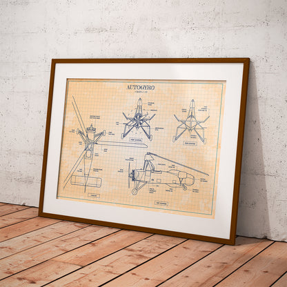 Autogyro Blueprint Poster