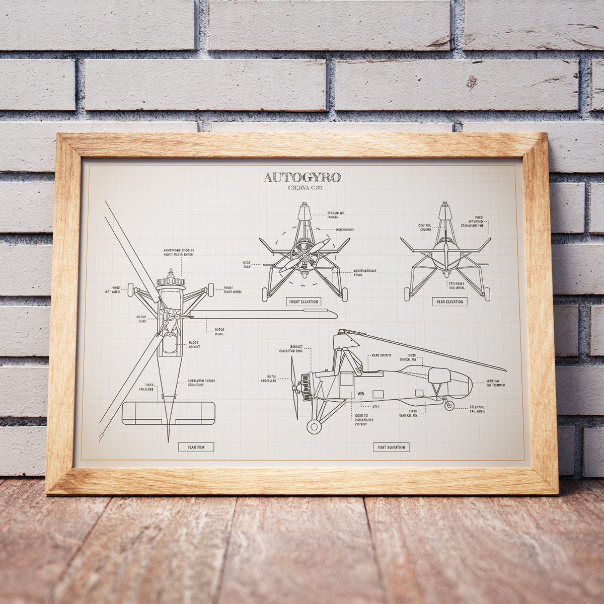 Autogyro Blueprint Poster