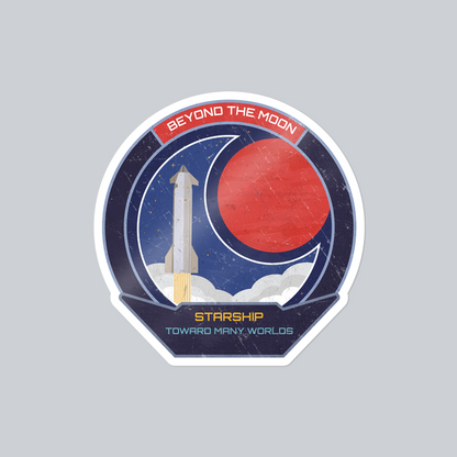 Starship: Beyond The Moon. Toward Many Worlds - Sticker