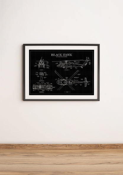 Black Hawk Bluerprint Poster