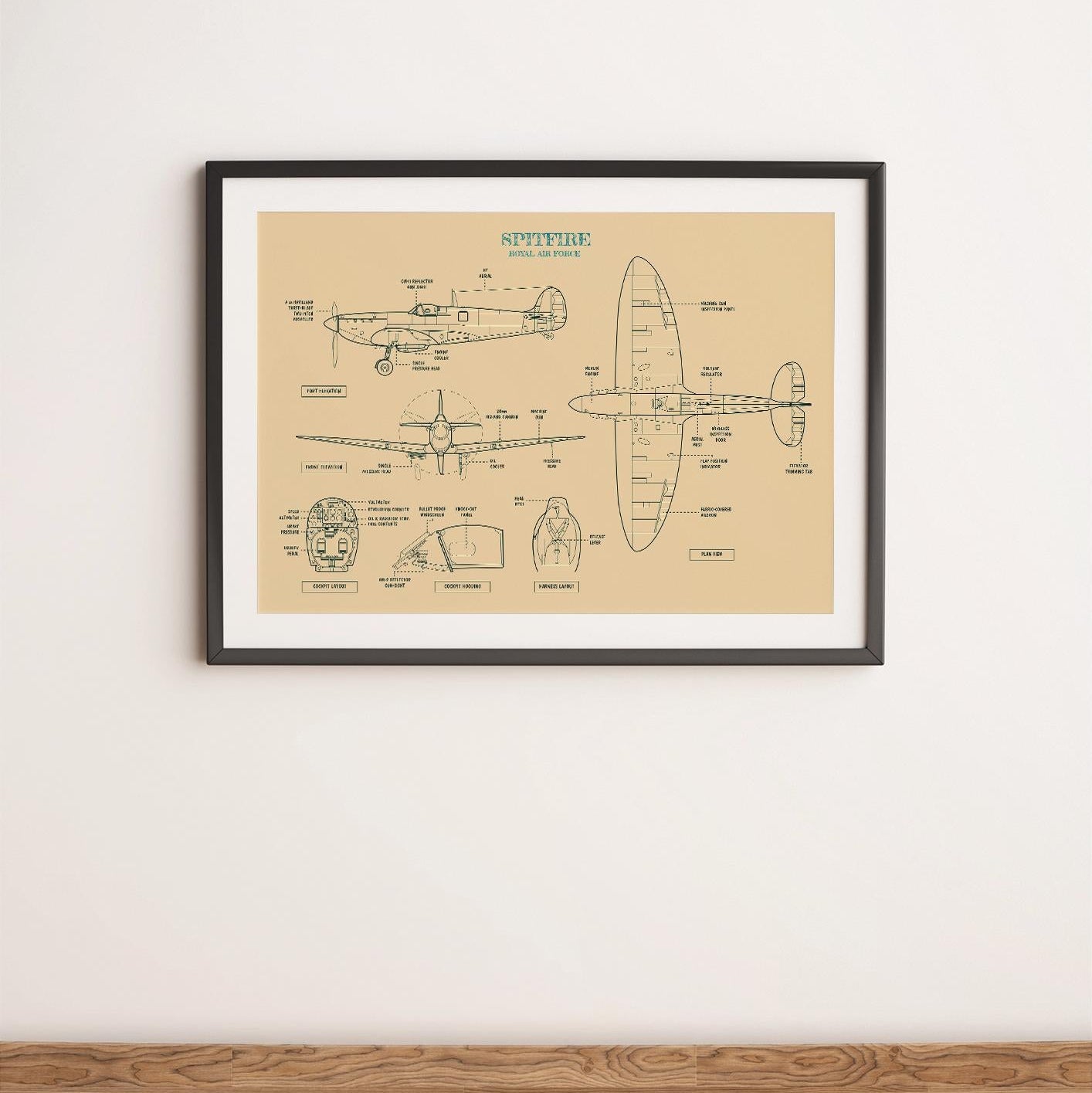 Spitfire Blueprint Poster