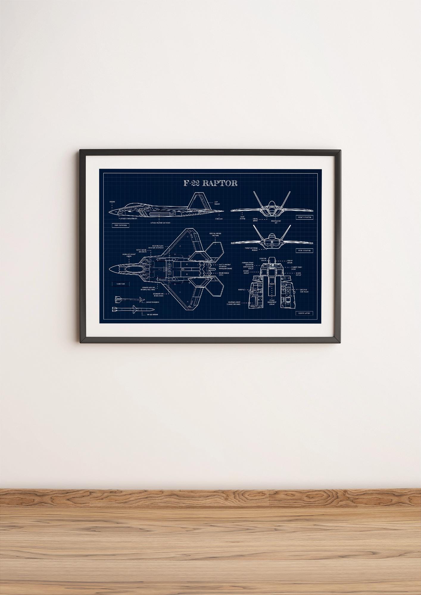 F-22 Raptor Blueprint Poster