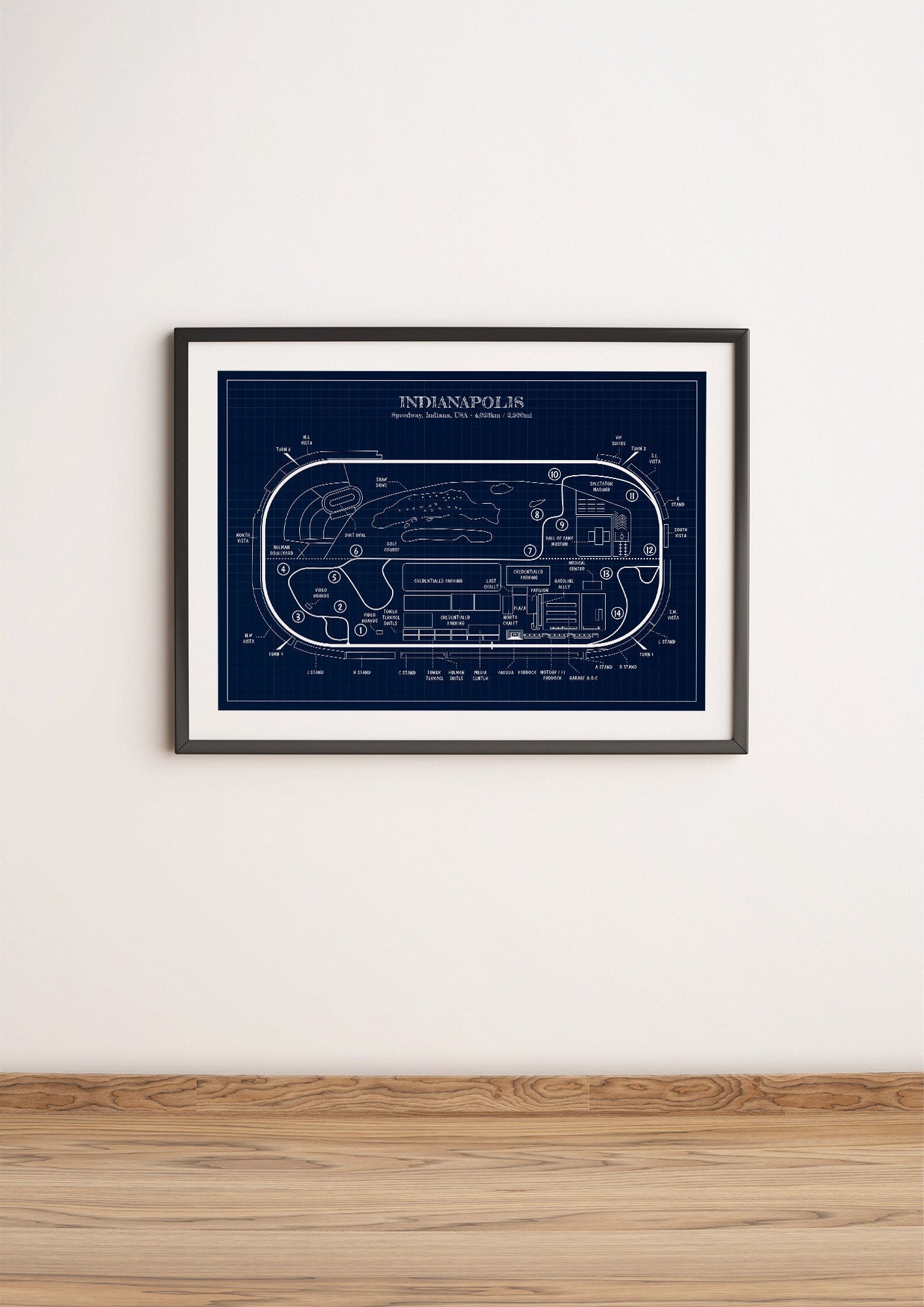 Indianapolis Race Track Blueprint Poster
