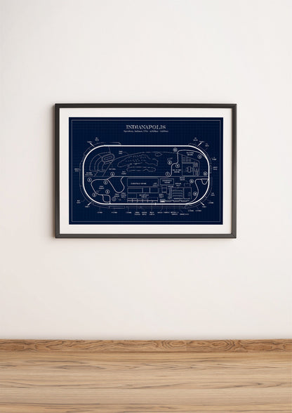 Indianapolis Race Track Blueprint Poster