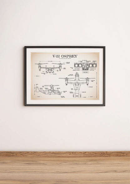 V-22 Osprey: Tilt-Rotor Military Aircraft Poster