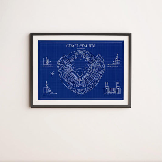 Busch Stadium Blueprint Poster