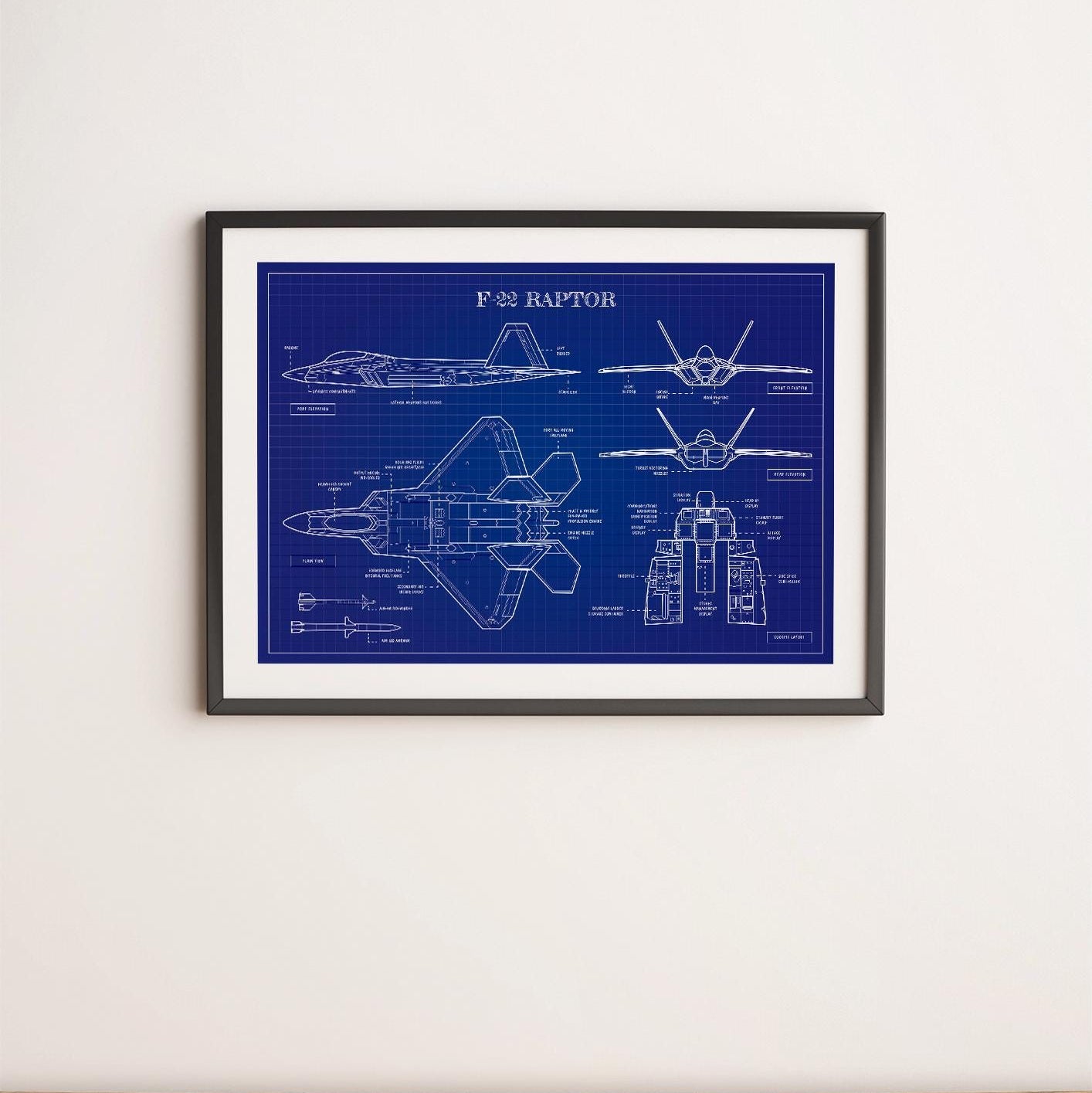 F-22 Raptor Blueprint Poster