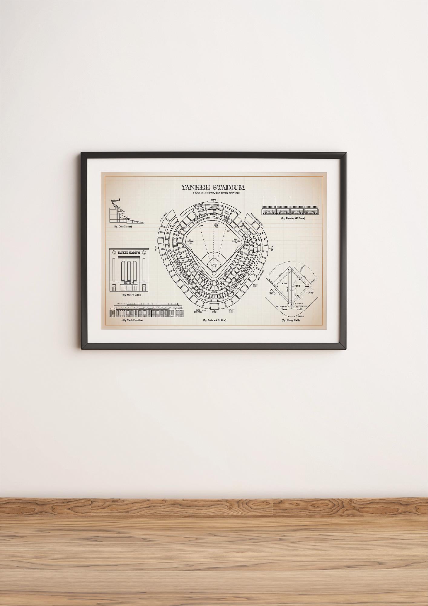 New York Yankees Blueprint Poster