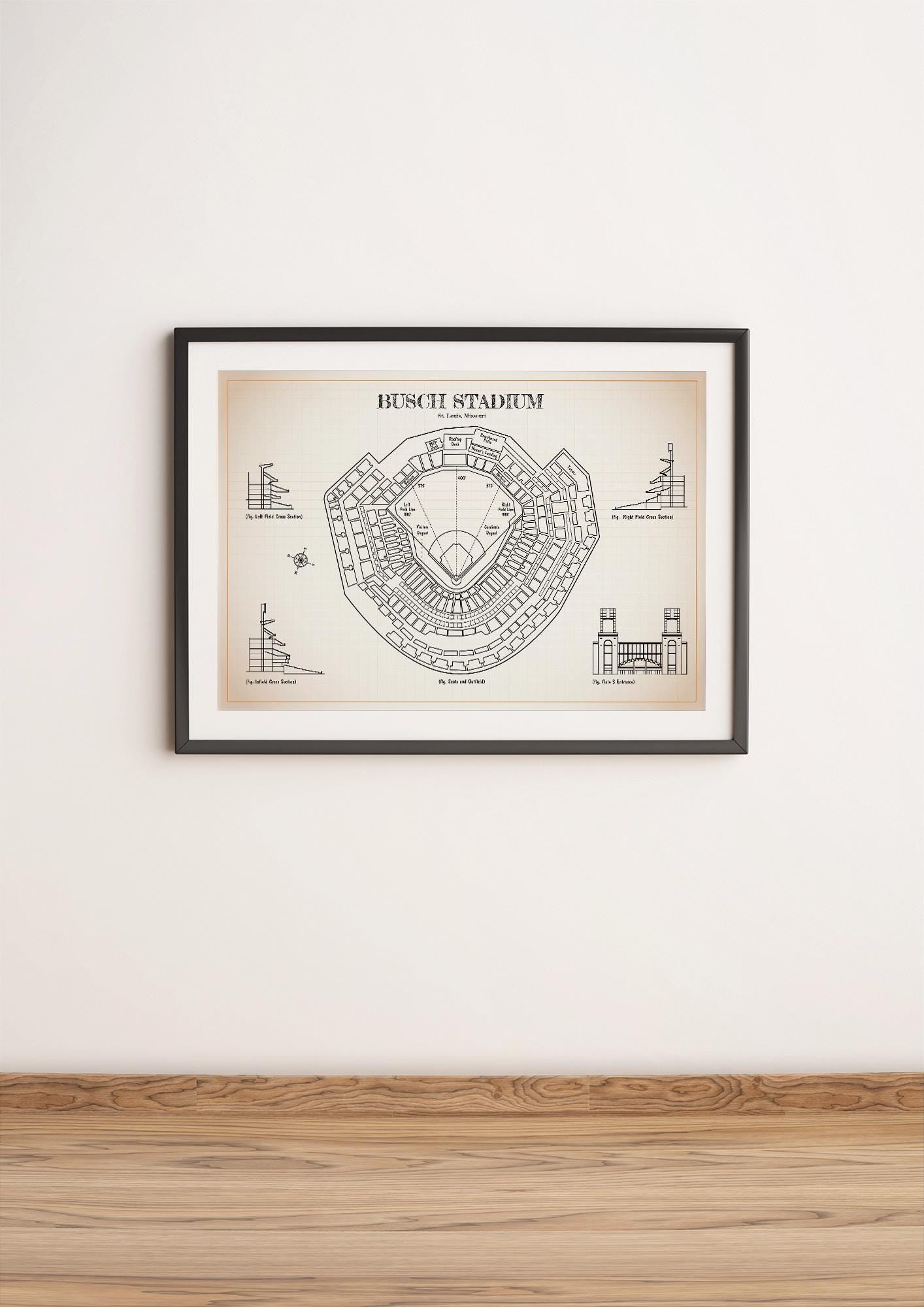 Busch Stadium Blueprint Poster