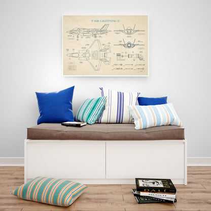 F-35 Lightning II Blueprint Poster