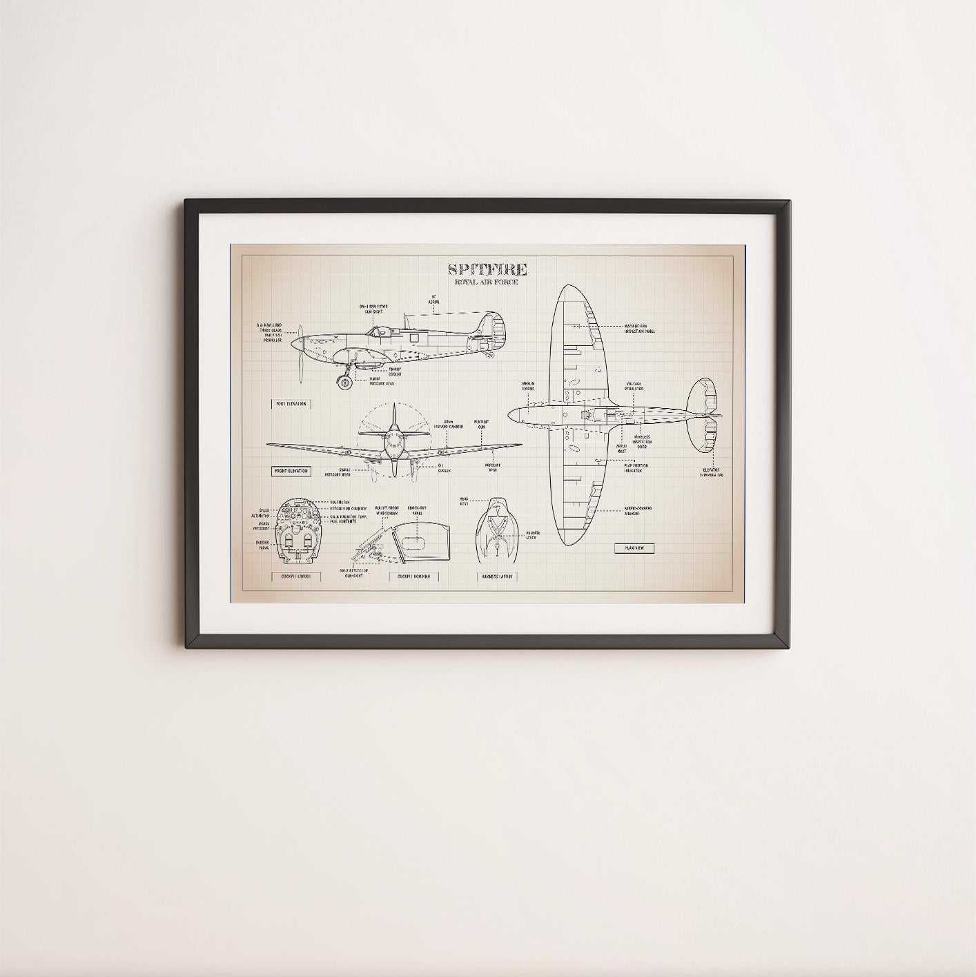 Spitfire Blueprint Poster