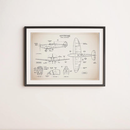 Spitfire Blueprint Poster