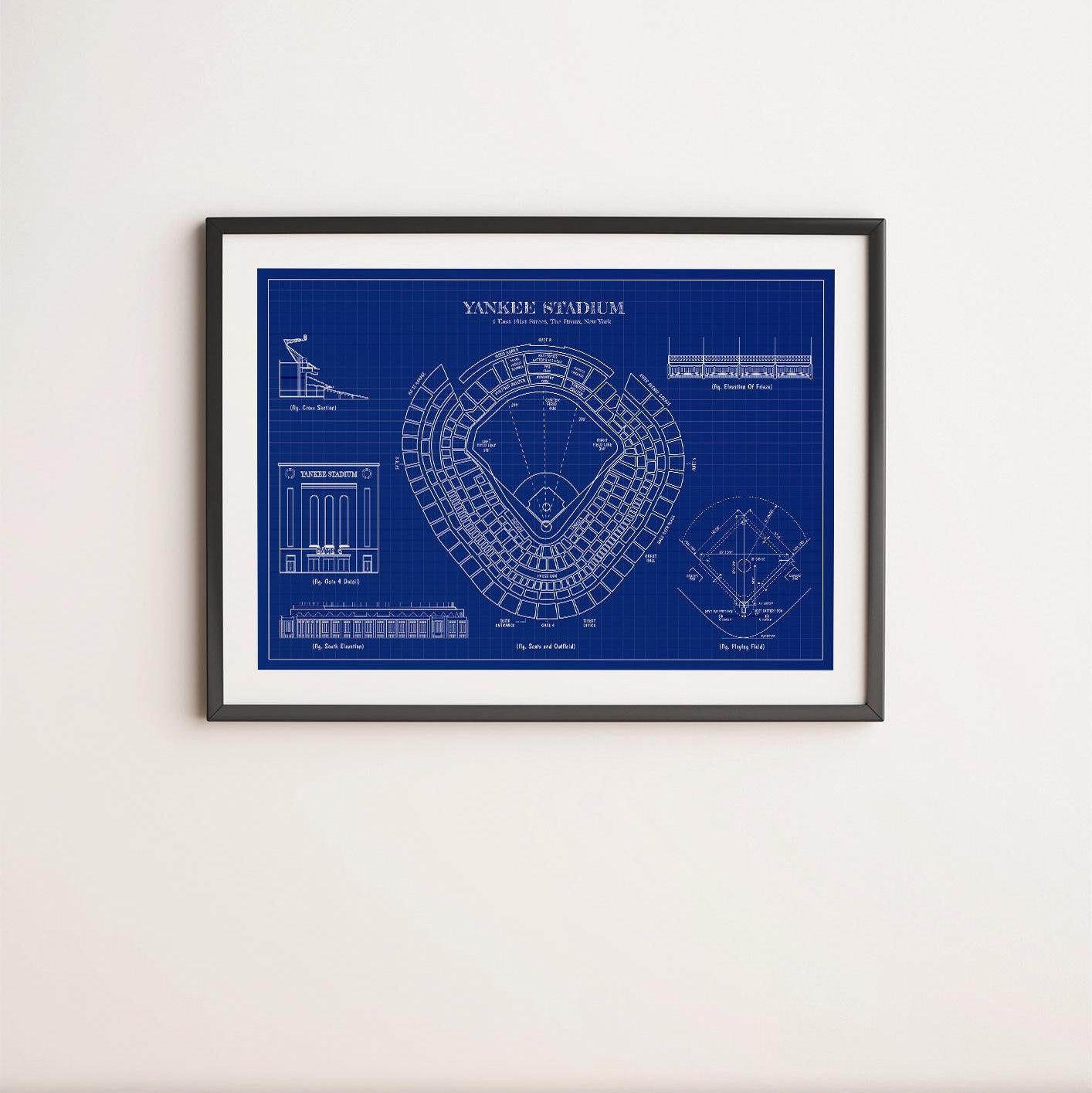 New York Yankees Blueprint Poster