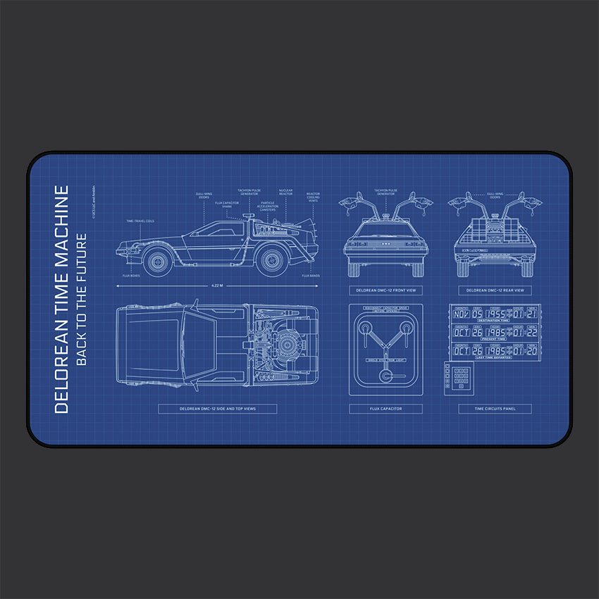 DeLorean Back to the Future Desk Mat