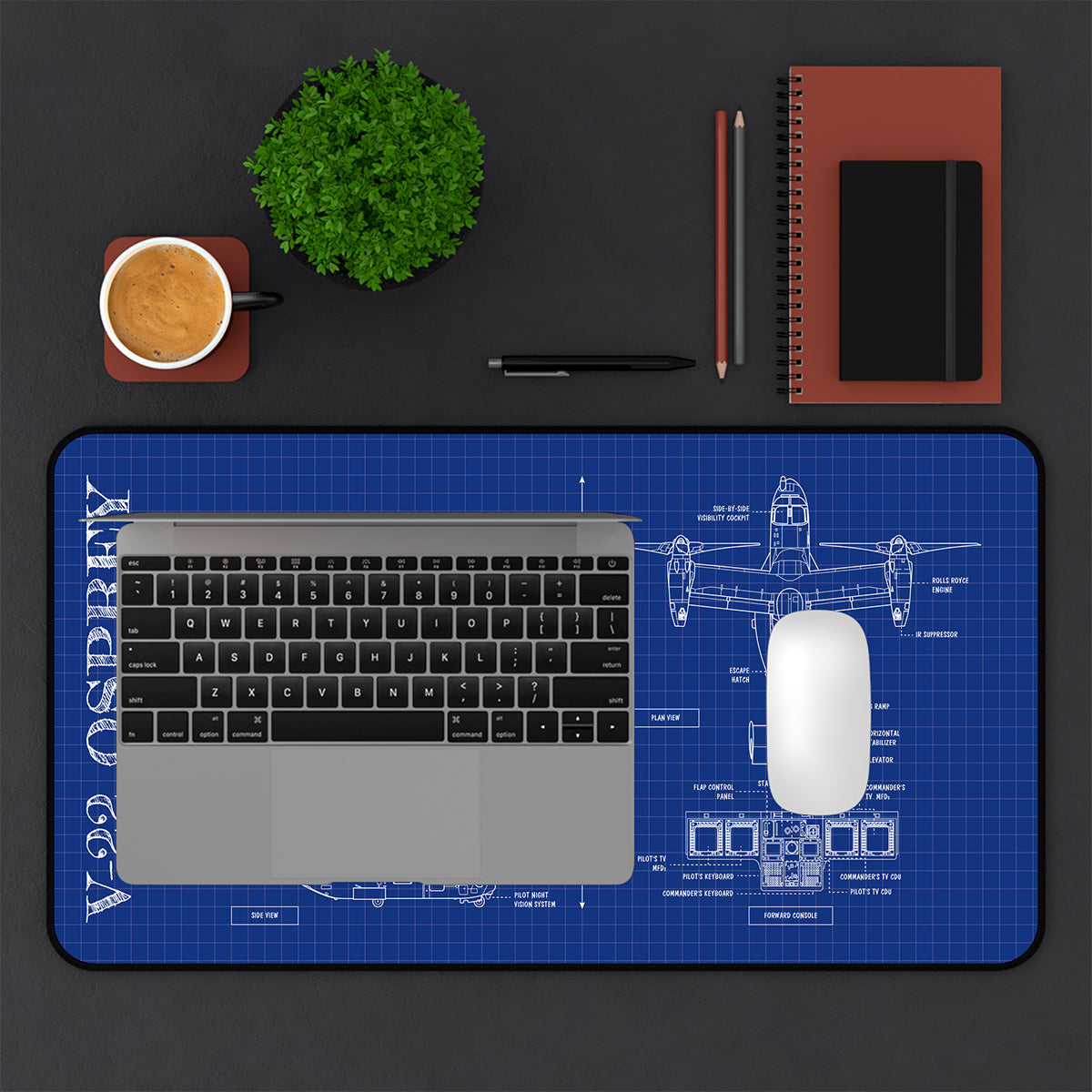 V-22 Osprey: Tilt-Rotor Military Aircraft Desk Mat