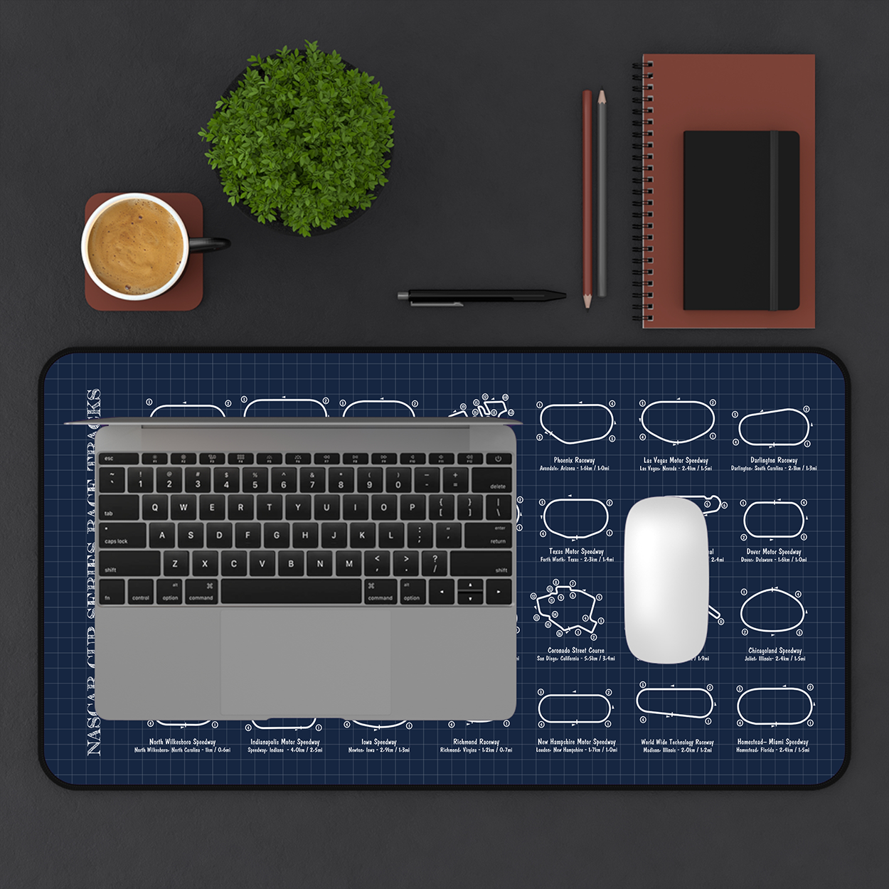 Indycar Race Tracks Desk Mat
