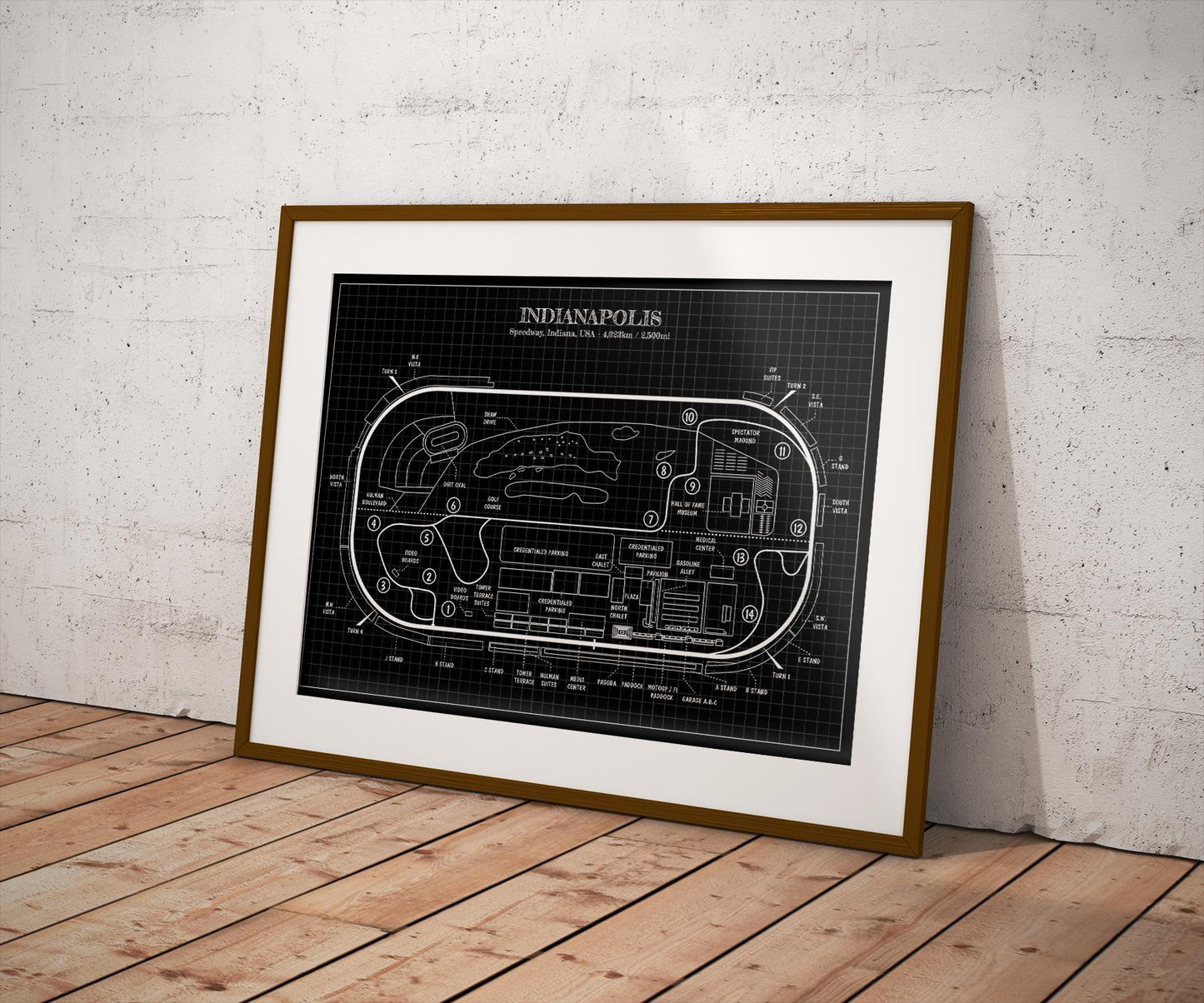 Indianapolis Race Track Blueprint Poster