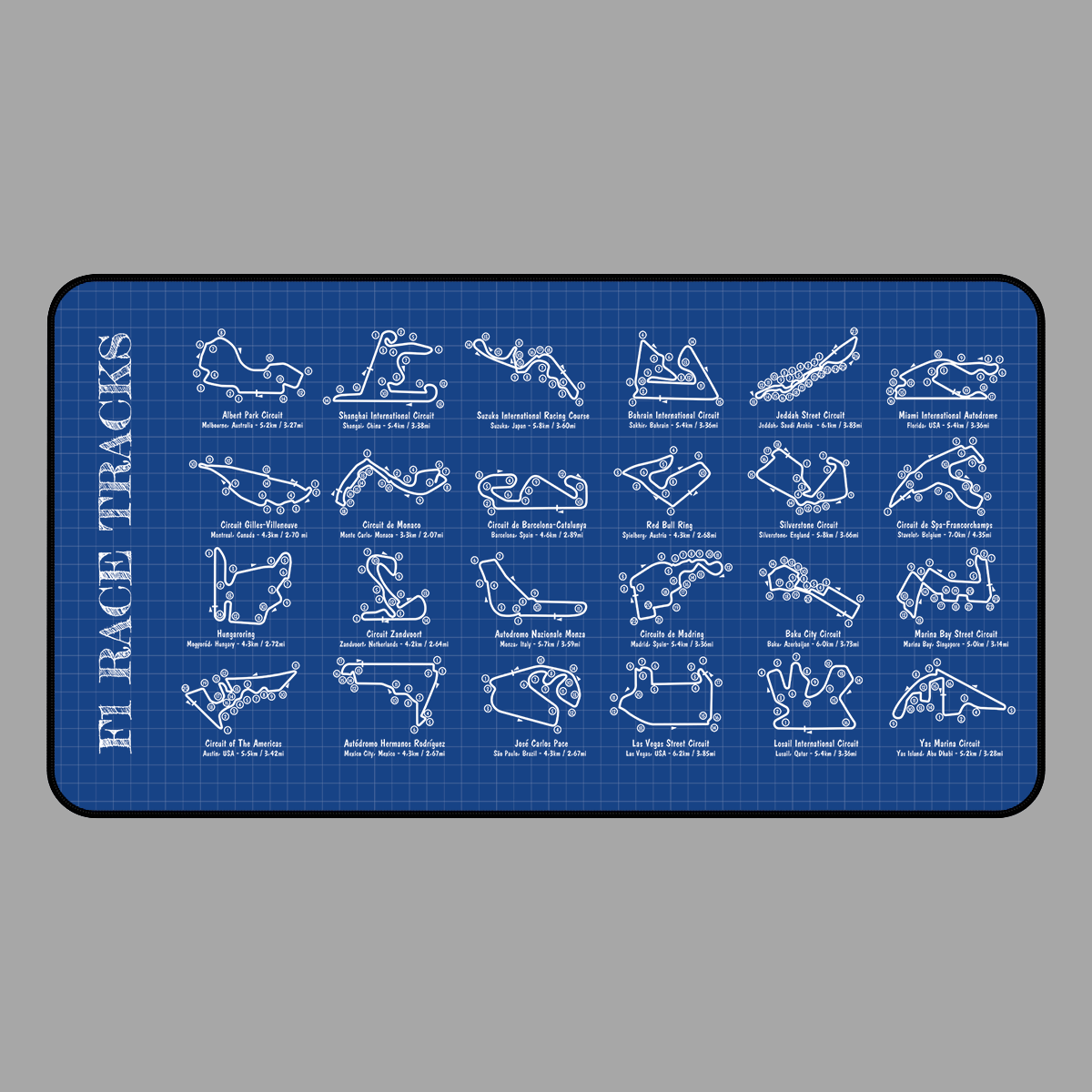 F1 Race Tracks Desk Mat
