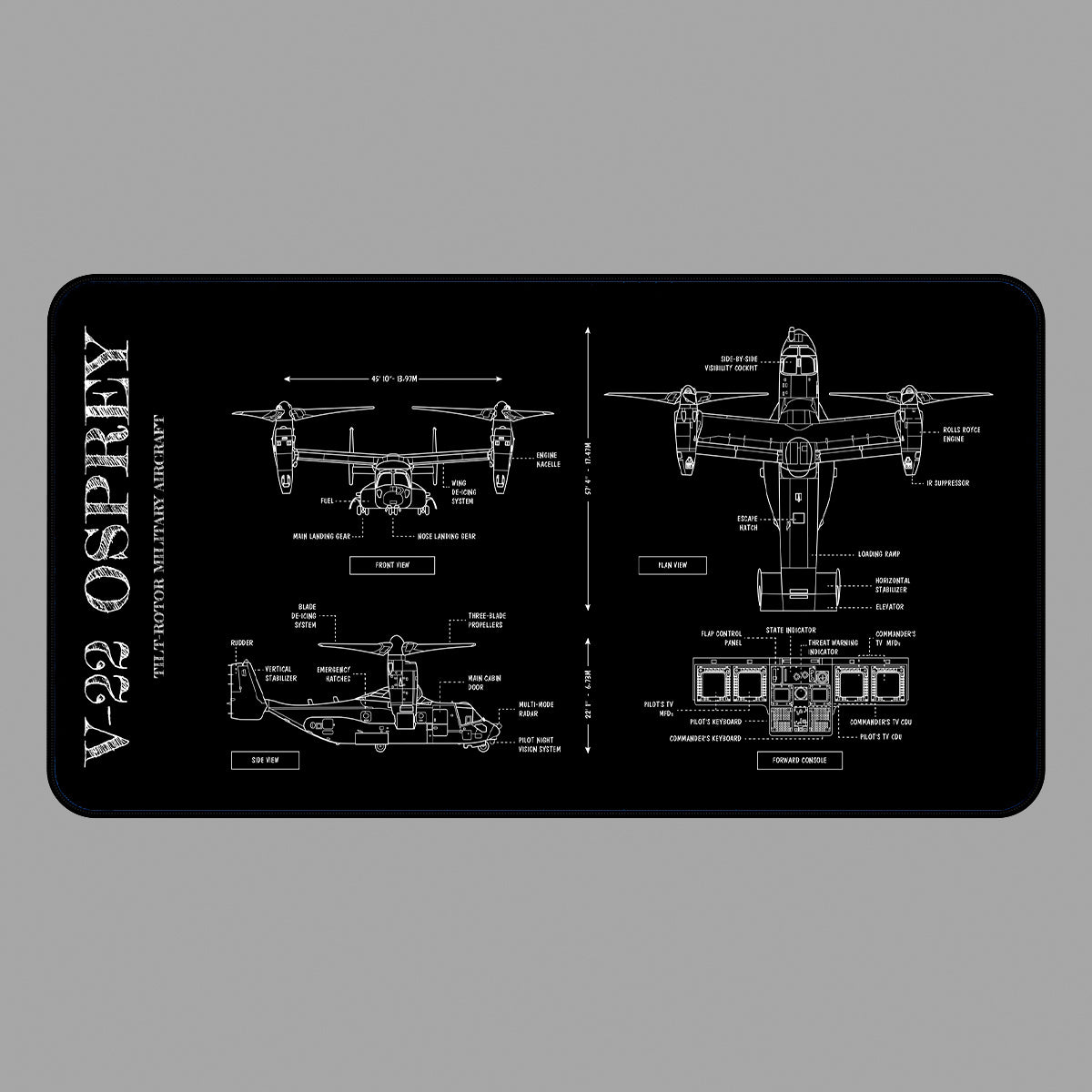 V-22 Osprey: Tilt-Rotor Military Aircraft Desk Mat