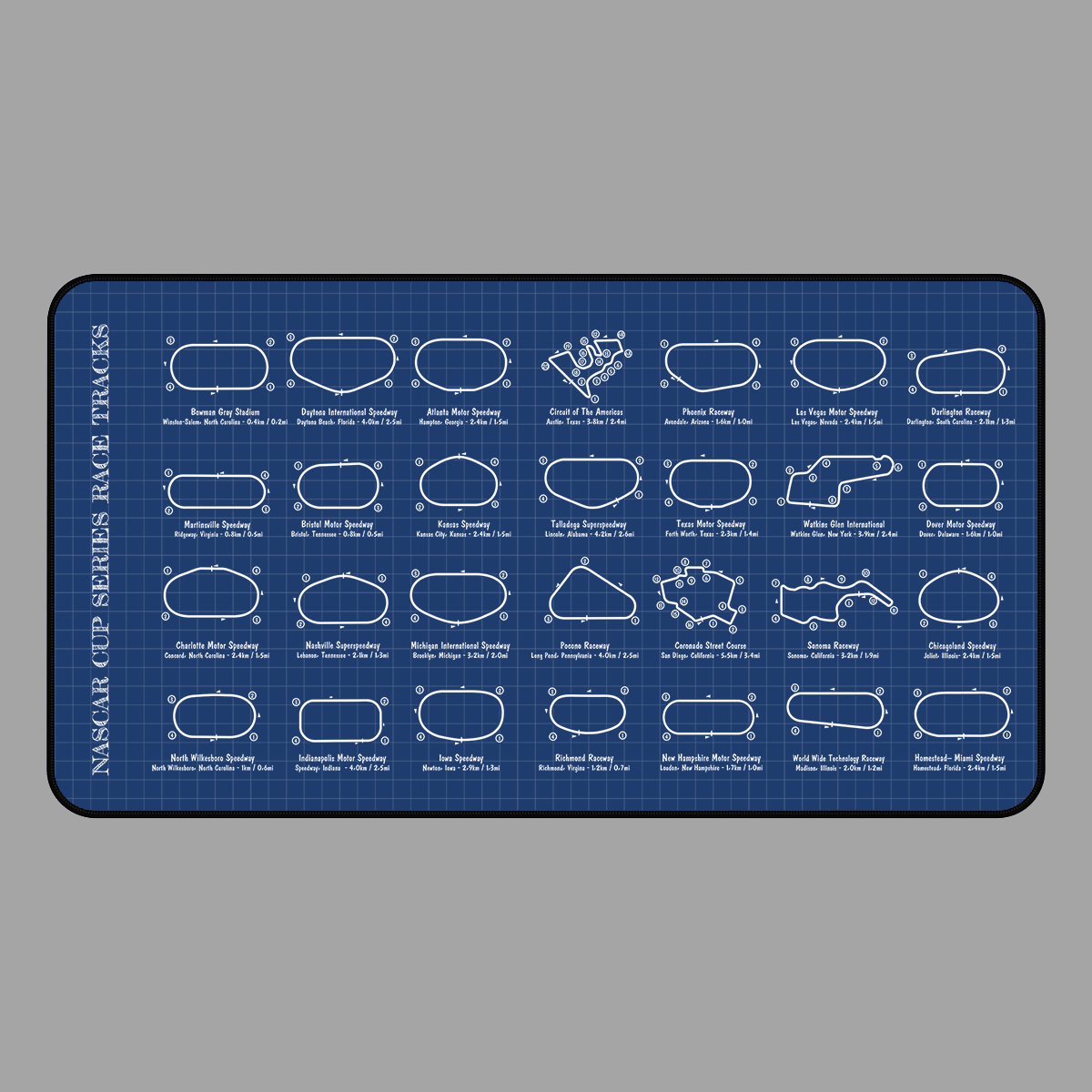 Indycar Race Tracks Desk Mat
