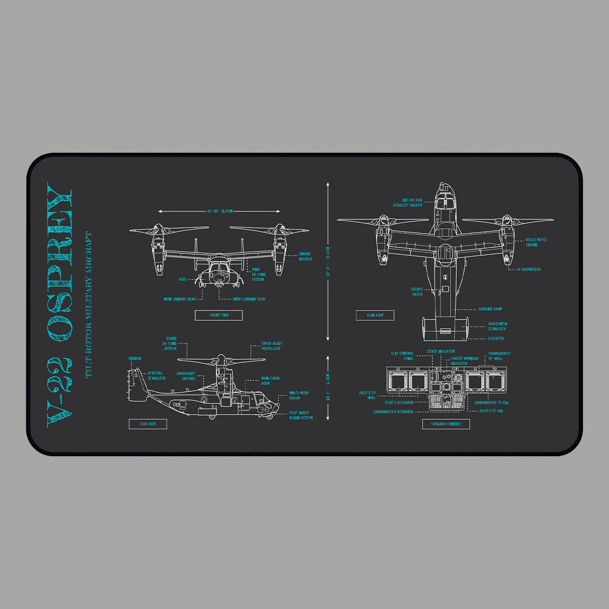 V-22 Osprey: Tilt-Rotor Military Aircraft Desk Mat