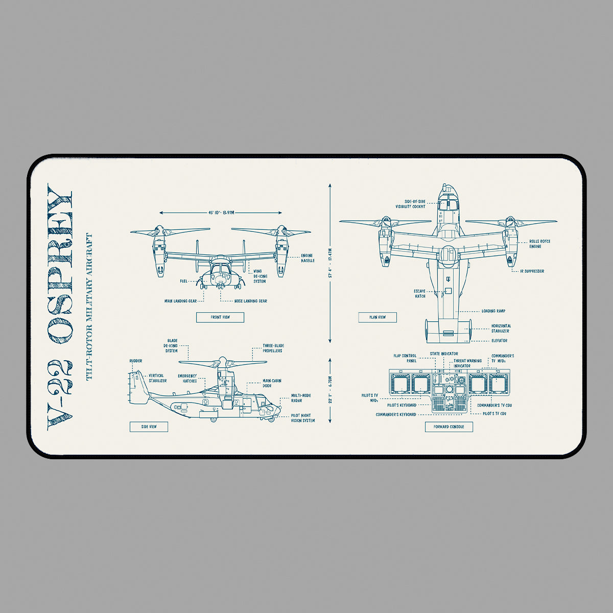 V-22 Osprey: Tilt-Rotor Military Aircraft Desk Mat