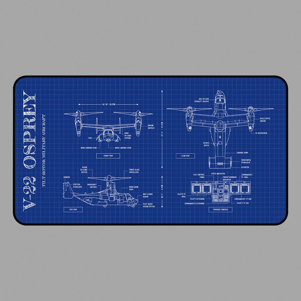 V-22 Osprey: Tilt-Rotor Military Aircraft Desk Mat