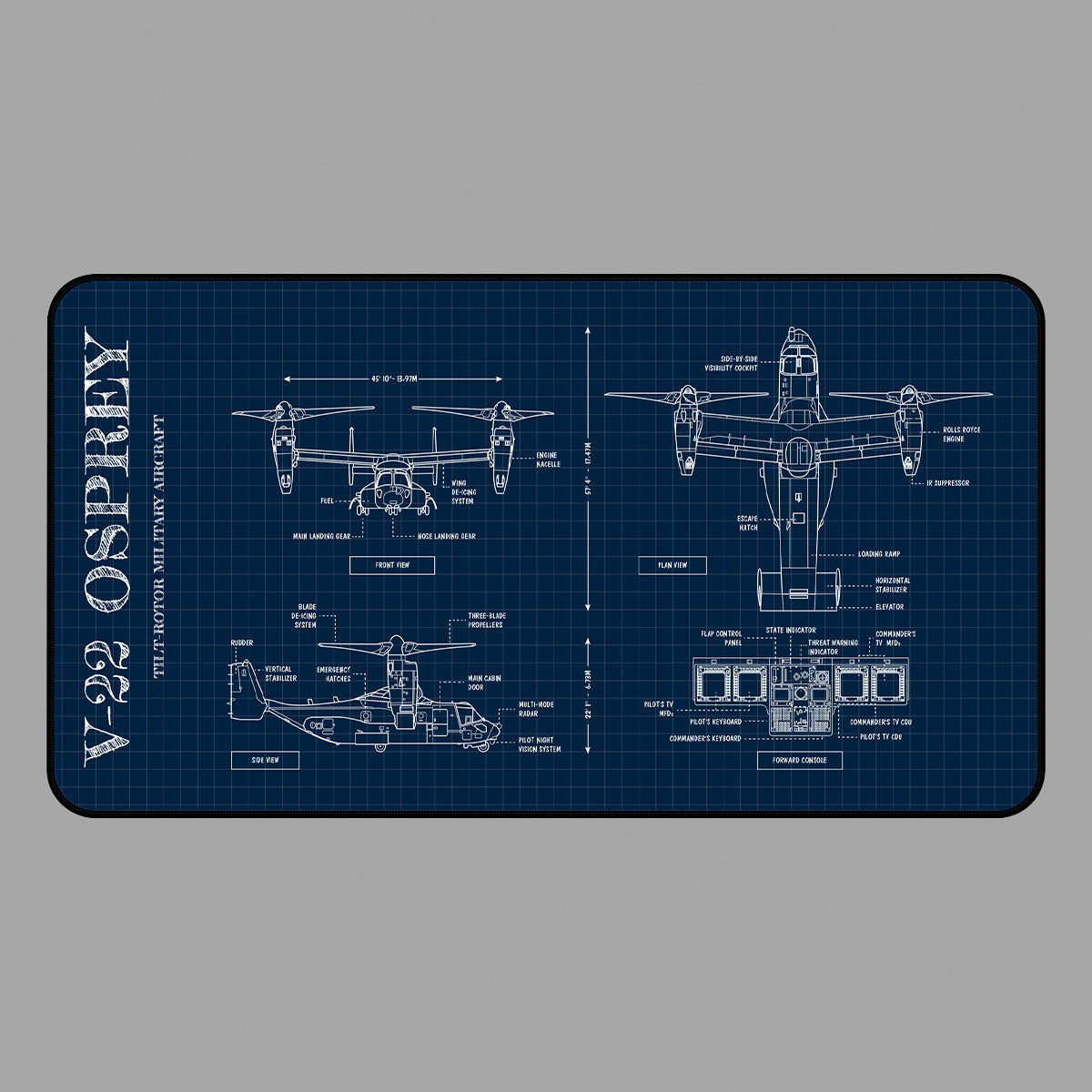 V-22 Osprey: Tilt-Rotor Military Aircraft Desk Mat