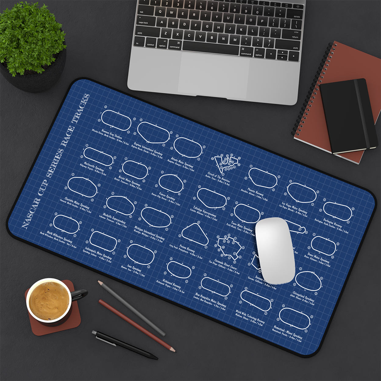 Indycar Race Tracks Desk Mat