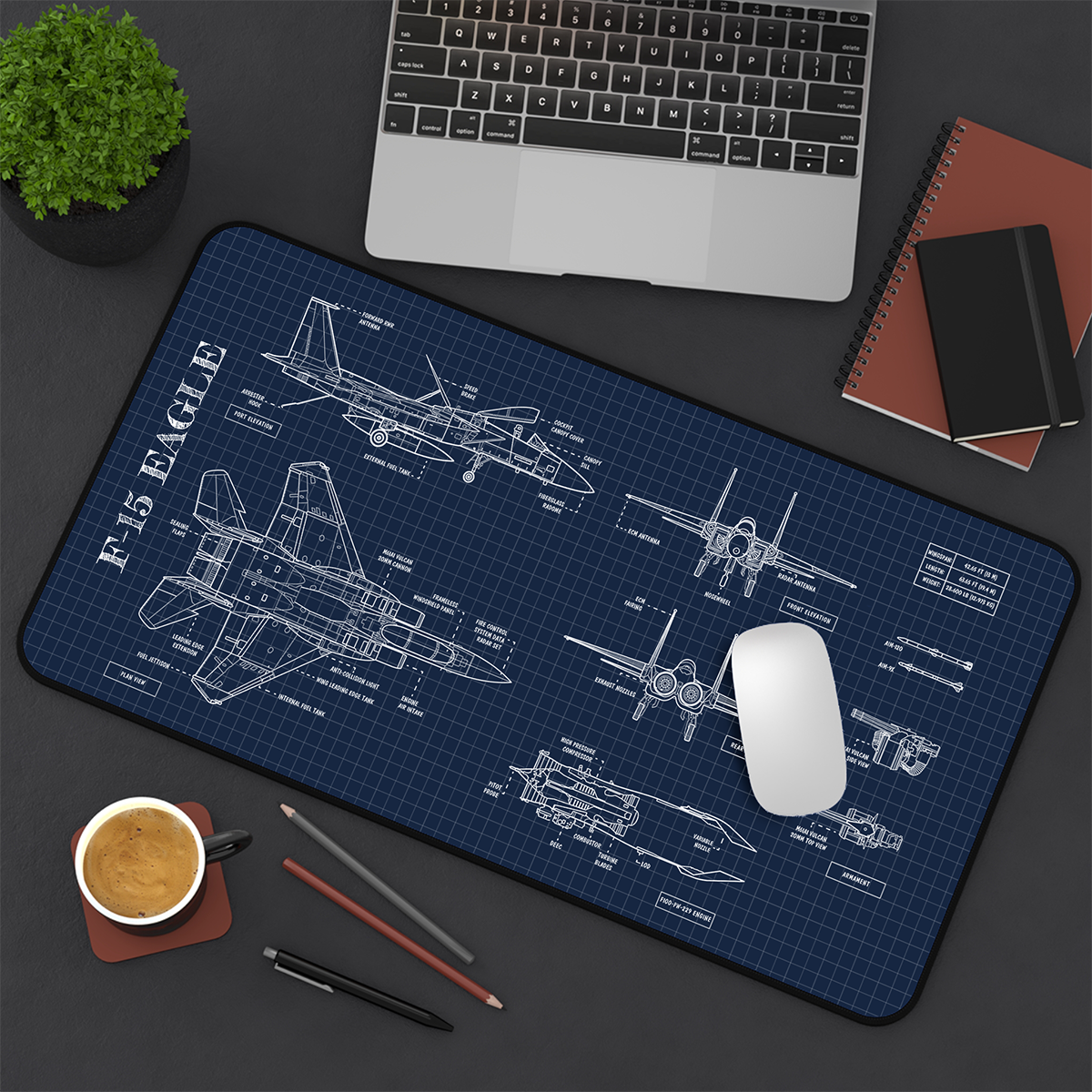 F-15 Blueprint Desk Mat