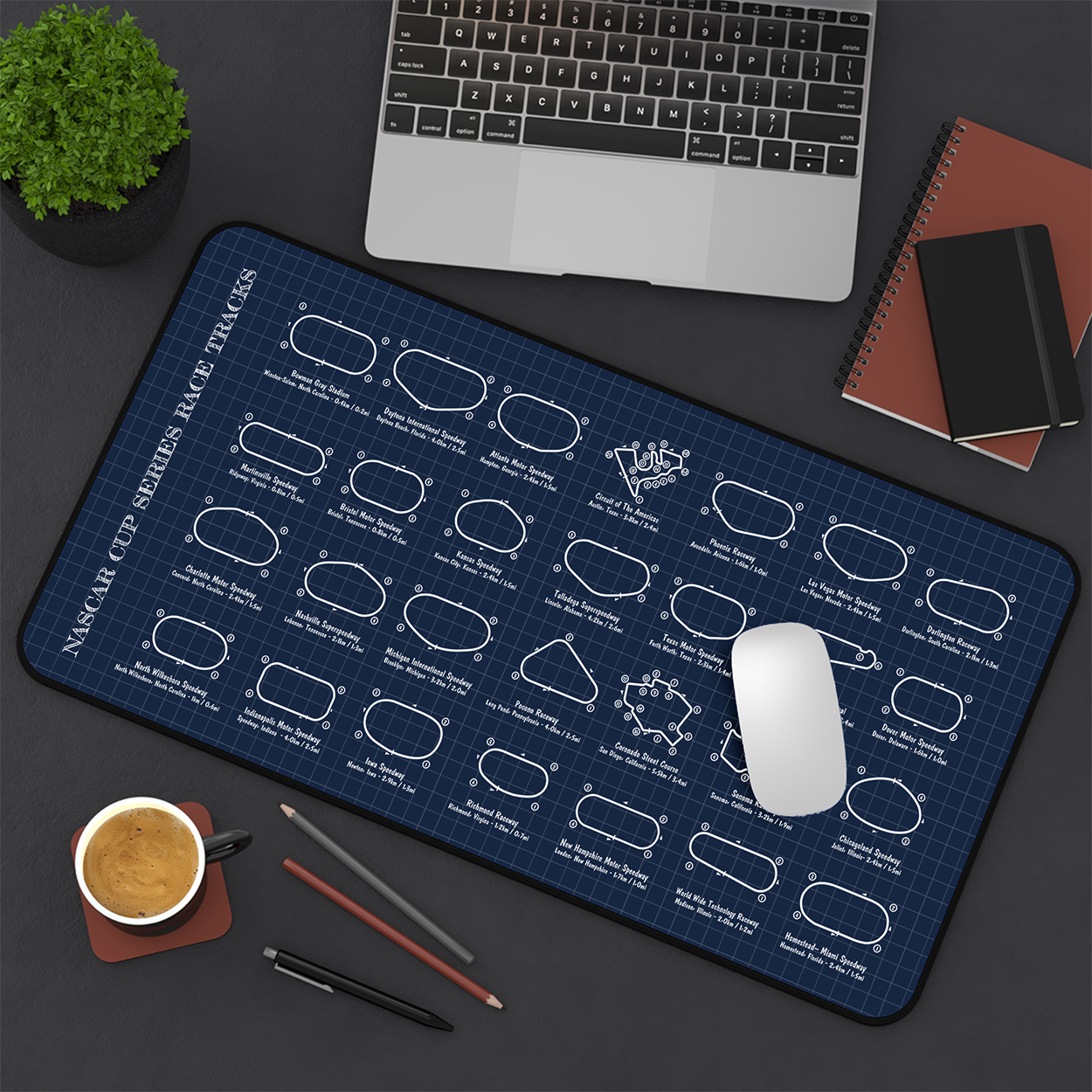 Indycar Race Tracks Desk Mat