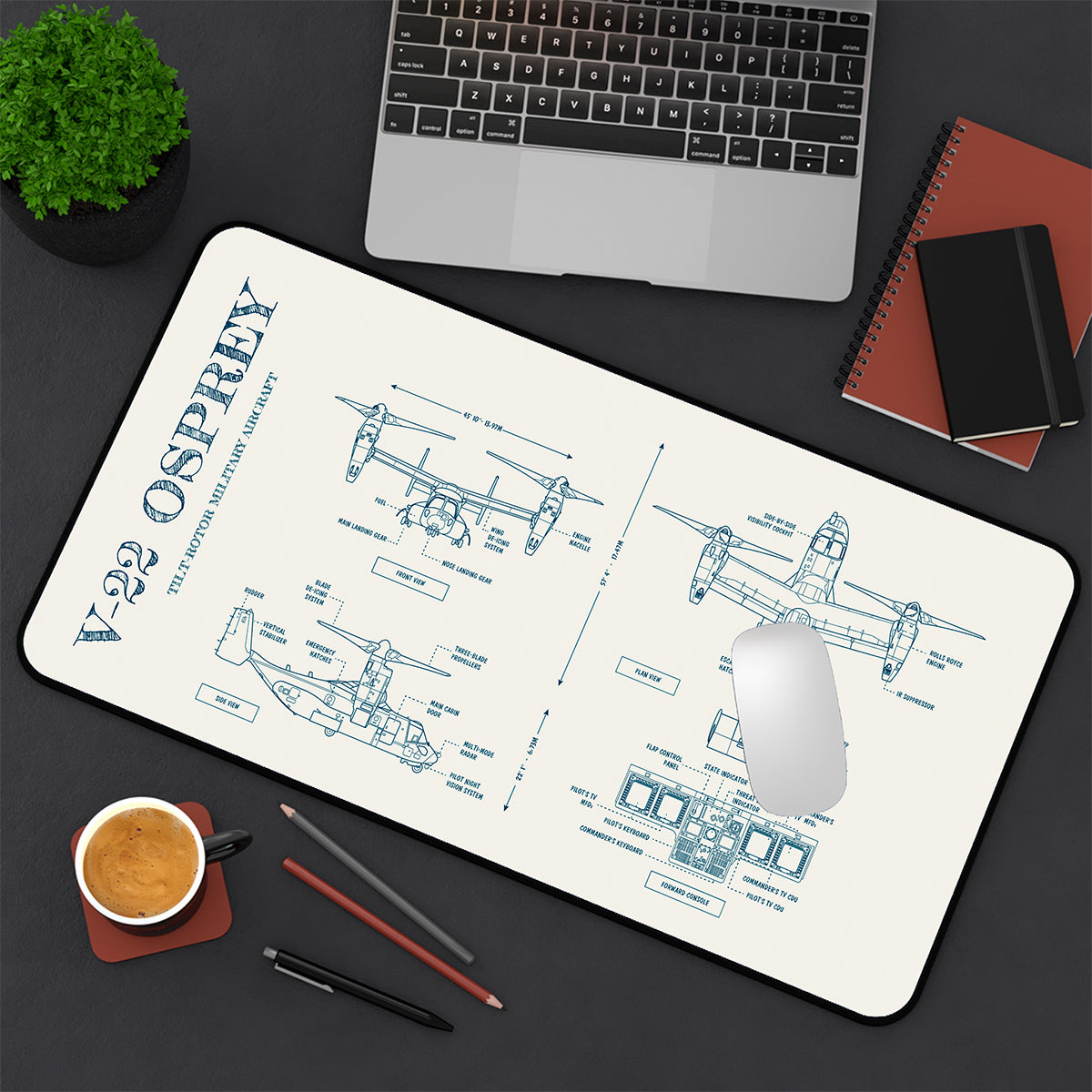 V-22 Osprey: Tilt-Rotor Military Aircraft Desk Mat