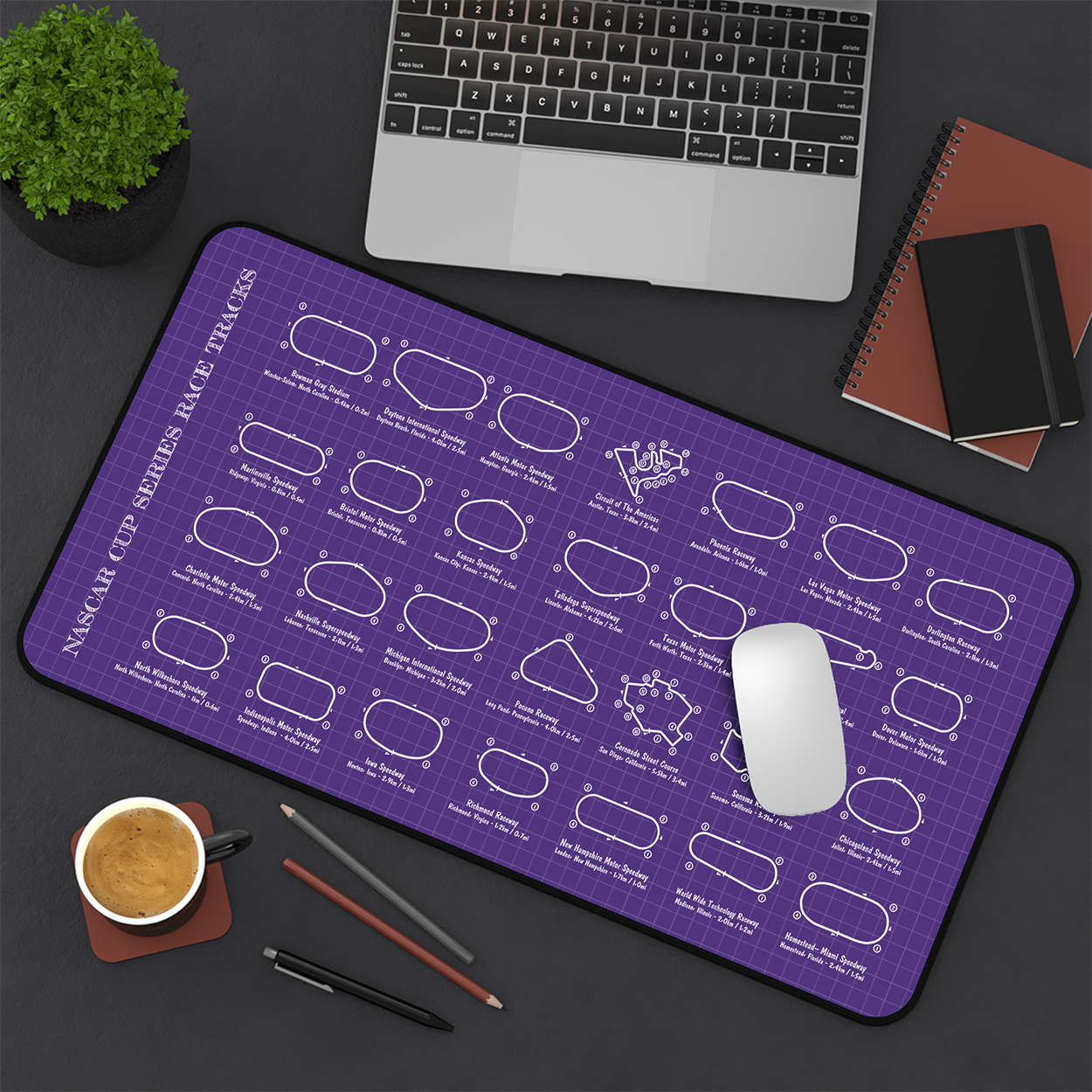 Indycar Race Tracks Desk Mat