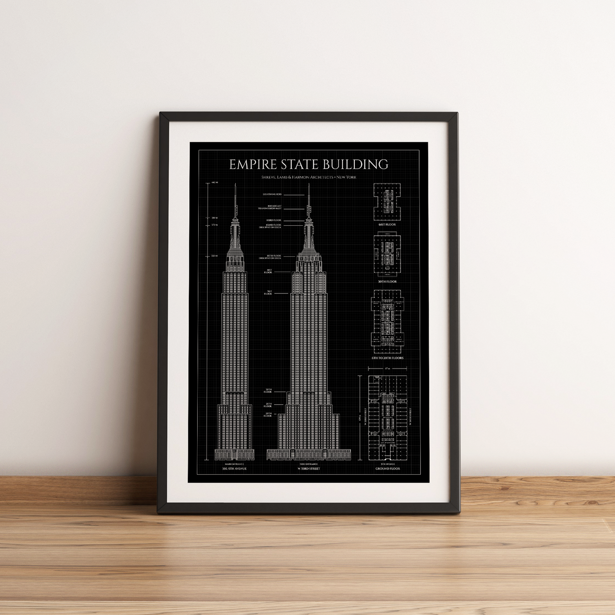 Empire State Building Blueprint Poster