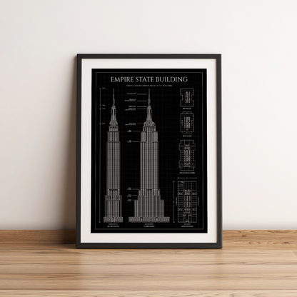 Empire State Building Blueprint Poster