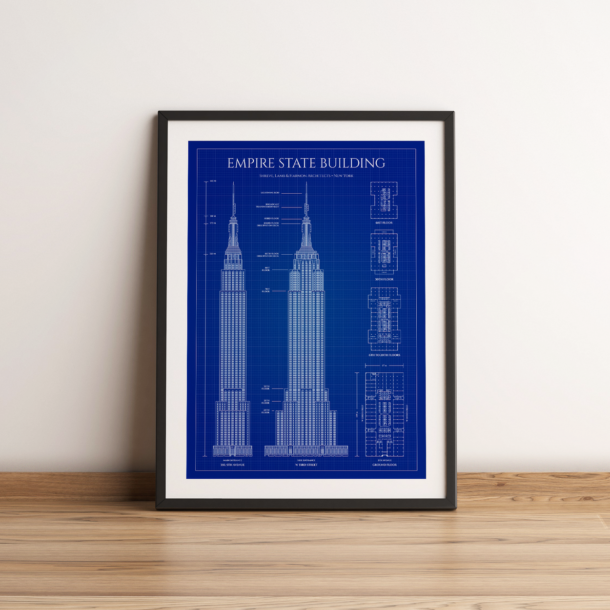 Empire State Building Blueprint Poster