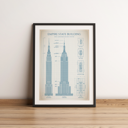 Empire State Building Blueprint Poster